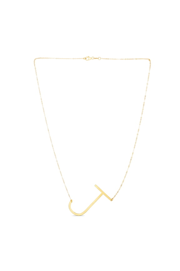 14k Yellow Gold Polished Letter Name Personalized Monogram Initial-j Necklace With Lobster Clasp 18 Inch Pendant Necklac