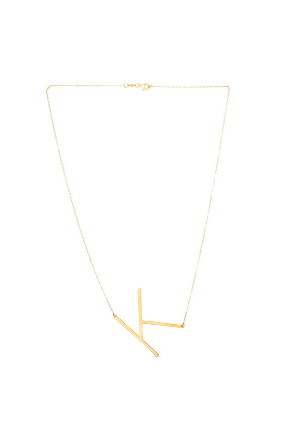 14k Yellow Gold Polished Letter Name Personalized Monogram Initial-k Necklace With Lobster Clasp 18 Inch Pendant Necklac