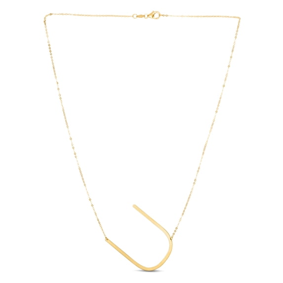 14k Yellow Gold Polished Letter Name Personalized Monogram Initial-u Necklace With Lobster Clasp 18 Inch Pendant Necklac