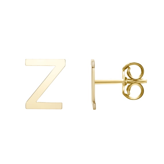 14k Yellow Gold Polished Letter Name Personalized Monogram Initial-z Earrings With Push Back Clasp Stud Earring for Wome