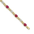 thumbnail image 1 of 14k Yellow Gold Polished Lobster Claw Closure Diamond and Ruby Bracelet - .21 dwt 5.00 cwt, 1 of 4