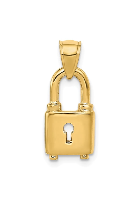 14k Yellow Gold Polished Lock Pendant