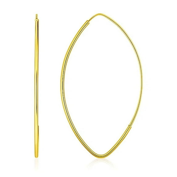 14k Yellow Gold Polished Long Marquise Motif Earrings Length 1.38 in