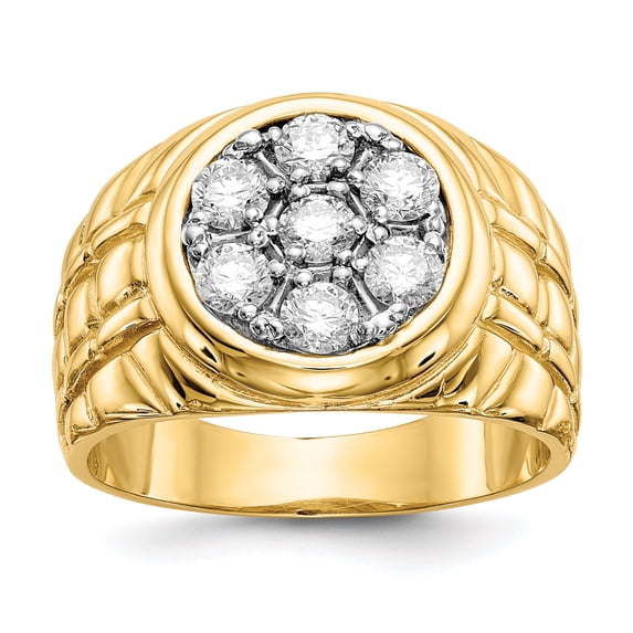 14k Yellow Gold Polished Mens 1ct. Diamond Ring