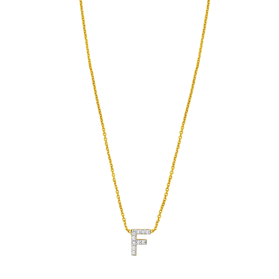 14k Yellow Gold Polished Mini Diamond F Letter Name Personalized ...