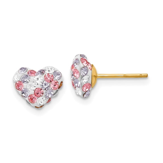 14k Yellow Gold Polished Multicolored Crystal 8mm Love Heart Post Earrings Measures 7x8mm Wide Jewelry for Women