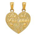 thumbnail image 1 of 14k Yellow Gold Polished Not engraveable Best Friends Love Heart Break Apart Pendant Necklaces 23x18mm Wide Pendant for, 1 of 2