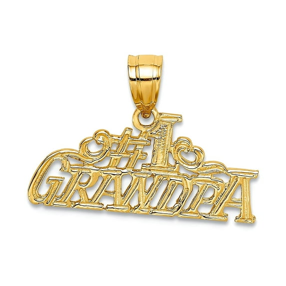 14k Yellow Gold Polished Number 1 Grandpa Pendant Necklace 13.2x21.6mm Wide Pendant for Women