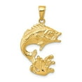 thumbnail image 1 of 14k Yellow Gold Polished Open-Backed Bass Fish Pendant, 1 of 4