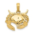 thumbnail image 1 of 14k Yellow Gold Polished Open-Backed Crab Pendant Charm, 1 of 5