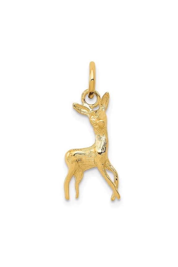 14k Yellow Gold Polished Open-Backed Deer Charm