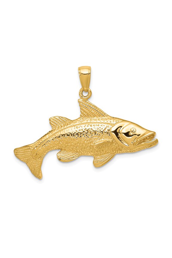 14k Yellow Gold Polished Open-Backed Redfish Pendant