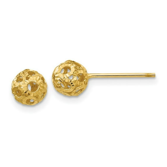 14k Yellow Gold Polished Open Sparkle Cut Ball Post Earrings Measures 5x5mm Wide - Ball Earring for Women