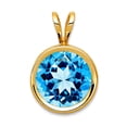 thumbnail image 1 of 14k Yellow Gold Polished 8mm Blue Topaz Bezel Pendant Necklace Pendant for Women - 2.50 cwt, 1 of 2