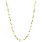 FREMADA KoolJewelry 14k Yellow Gold Polished Paperclip Chain Nekclace for Men and Women (3.2 mm, 18 inch)