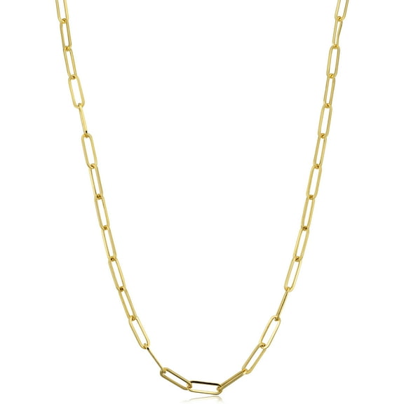 KoolJewelry 14k Yellow Gold Polished Paperclip Chain Nekclace for Men and Women (3.2 mm, 18 inch)