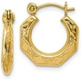 thumbnail image 1 of 14k Yellow Gold Polished Patterned Hollow Hoop Earrings - 8mm, 1 of 6