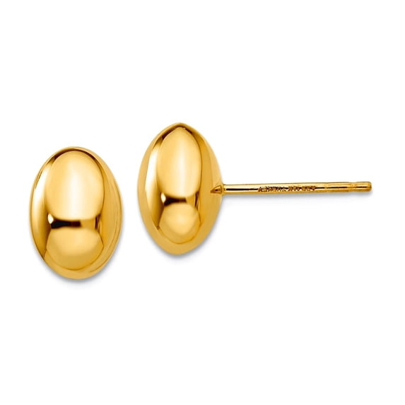 14k Yellow Gold Polished Post Earrings 10x10mm Wide Stud Earring for Women