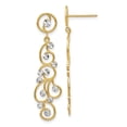 thumbnail image 1 of 14k Yellow Gold Polished Post and Rhodium Filigree Long Drop Dangle Earrings Measures 41x10mm Wide - Dangle Earring for, 1 of 2
