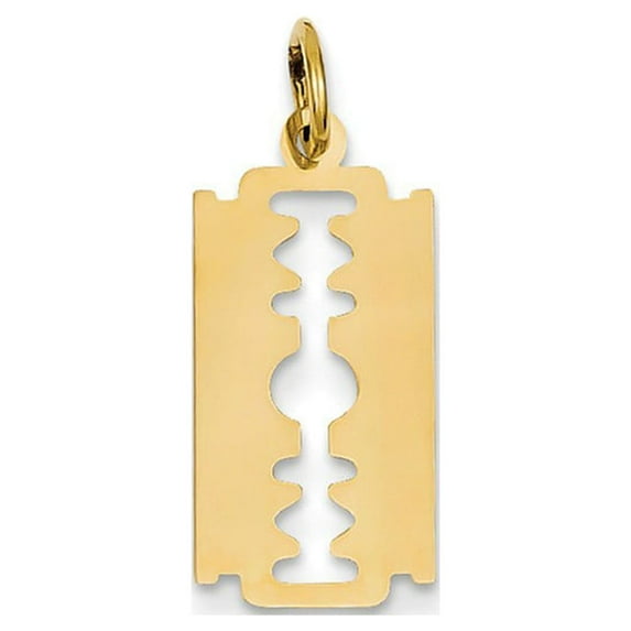 14k Yellow Gold Polished Razor Blade Charm - .6 Grams - Measures 23.6x9.7mm