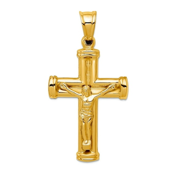 14k Yellow Gold Polished Reversible Hollow Crucifix Pendant Necklace 48x24.9mm Pendant for Women