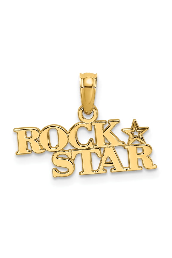 14k Yellow Gold Polished Rock Star Charm Pendant