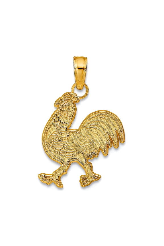 14k Yellow Gold Polished Rooster Pendant Necklace 20x12.5mm Wide Pendant for Women - .9 Grams