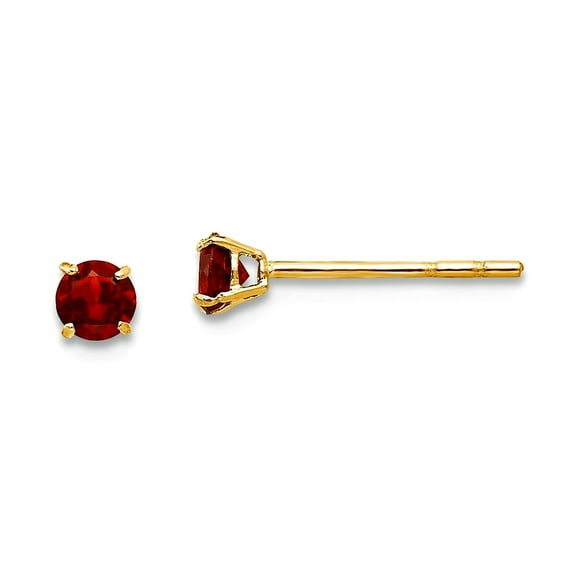 14k Yellow Gold Polished Round Garnet 3mm Post Earrings 3x3mm Wide Stud Earring for Women