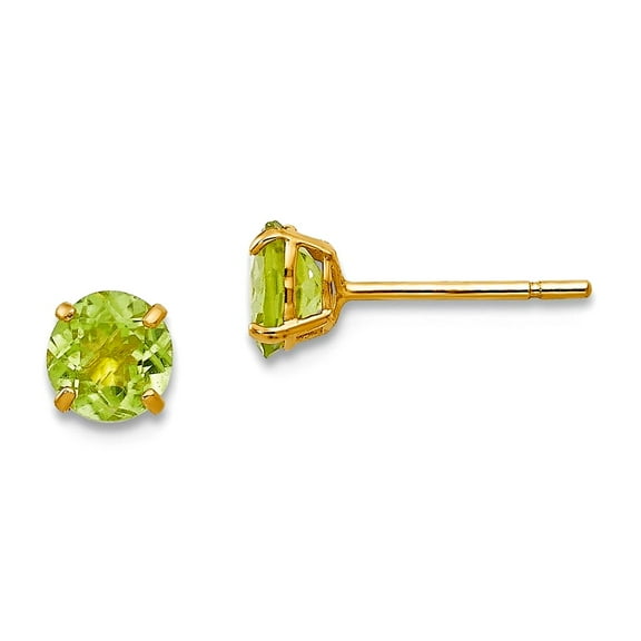 14k Yellow Gold Polished Round Peridot 4mm Post Earrings 4x4mm Wide Stud Earring for Women