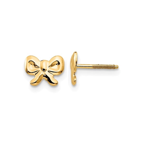 14k Yellow Gold Polished Screw back Bows Screw Backback Mini Earrings 5x7mm Stud Earring for Women