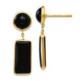thumbnail image 1 of 14k Yellow Gold Polished Simulated Onyx Rectangle Dangle Post Earrings 25x7mm Wide Dangle Earring for Women, 1 of 2