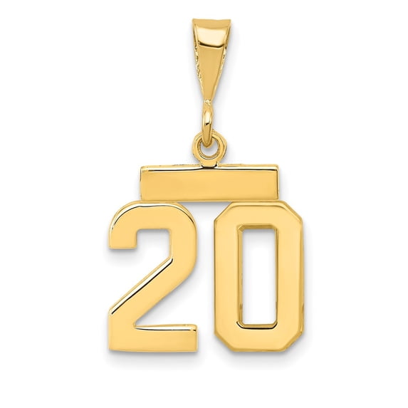 14k Yellow Gold Polished Small Number 20 Charm Pendant