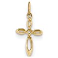 thumbnail image 1 of 14k Yellow Gold Polished Small Ribbon Cross Pendant, 1 of 3