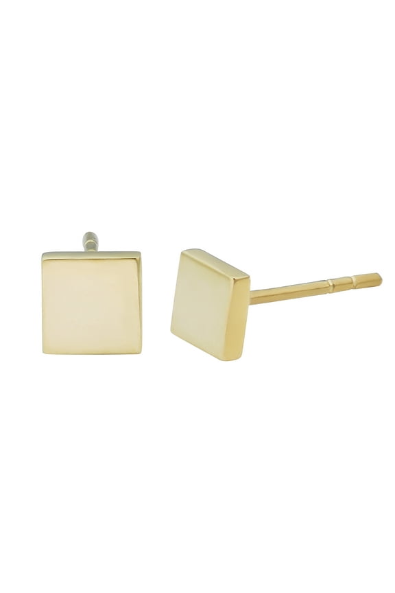 KoolJewelry 14k Yellow Gold Polished Small Square Stud Earrings