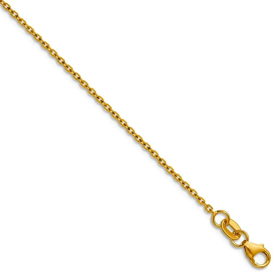 14k Yellow Gold Polished Sparkle-Cut 1.3mm Solid Flat Cable Chain Necklace 24 Inch Chain Necklace for Women and Men