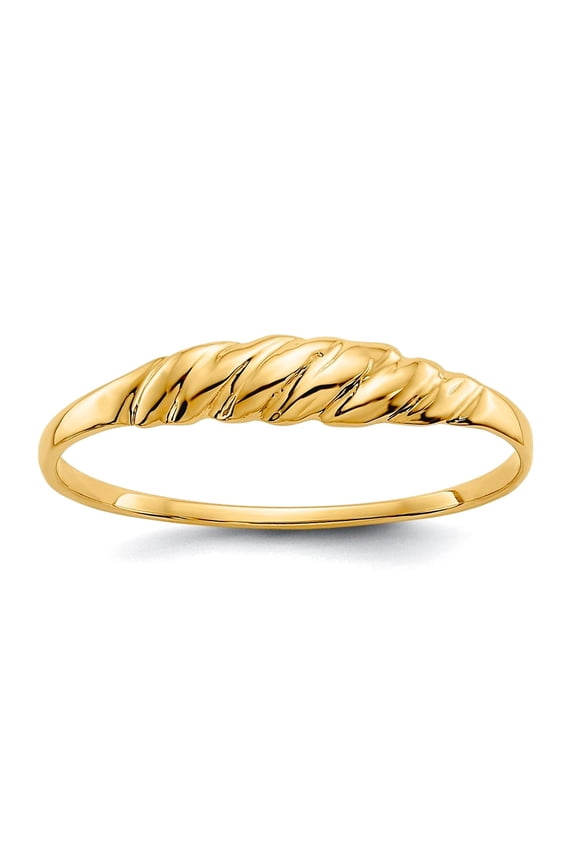 14k Yellow Gold Polished Sparkle-Cut Textured Ridged Dome Ring Size 6.50 Ring for Women - .9 Grams