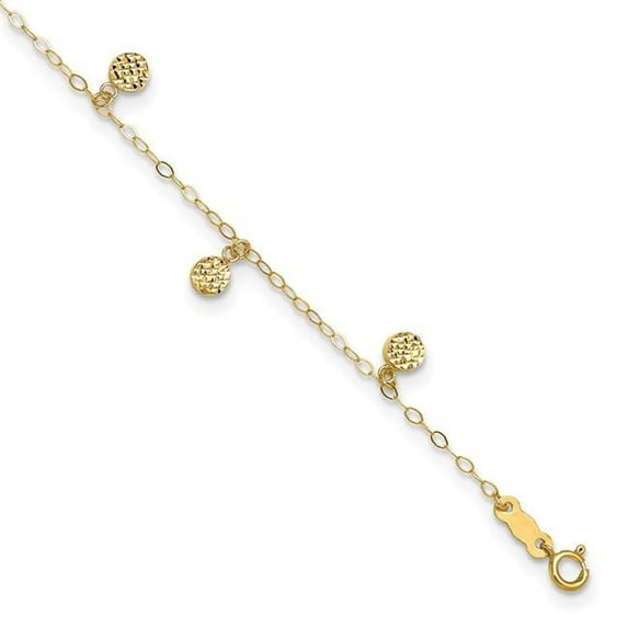 The Black Bow 14k Yellow Gold 2mm Open Link And Hollow Dangle Circle Anklet, 9-10 In