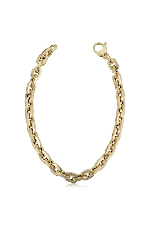 KoolJewelry 14k Yellow Gold Polished Square Link Bracelet (6 mm, 8 inch)
