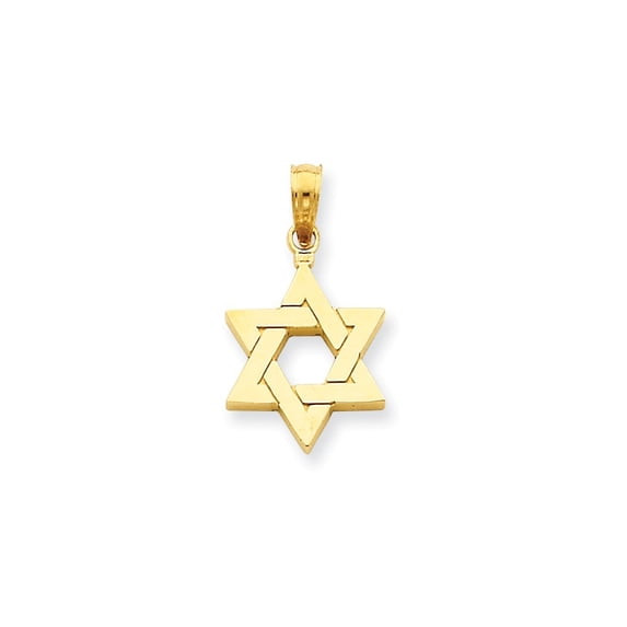 14k Yellow Gold Polished Star of David Pendant - 1.7 Grams - Measures 12x13mm