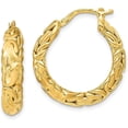 thumbnail image 1 of 14k Yellow Gold Polished Textured Hoop Earrings - 26mm- Made In Italy, 1 of 6