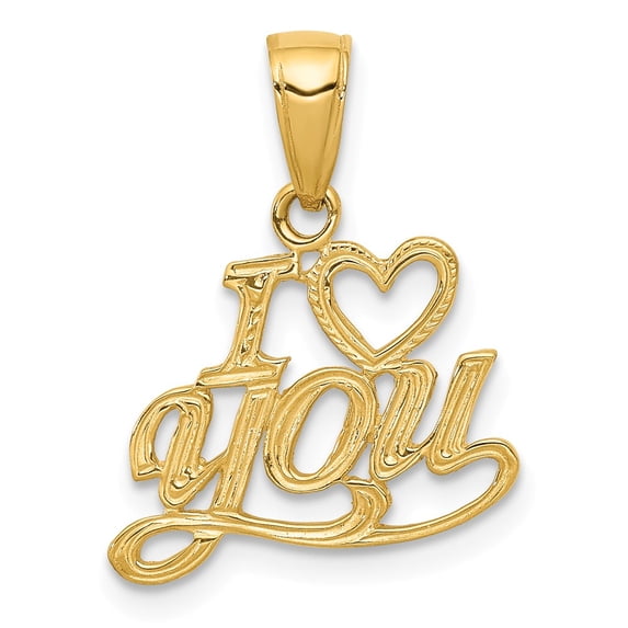 14k Yellow Gold Polished & Textured I Heart You Pendant