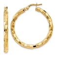 thumbnail image 1 of 14k Yellow Gold Polished Textured Post Hoop Earrings - Measures 33x2mm Wide, 1 of 2