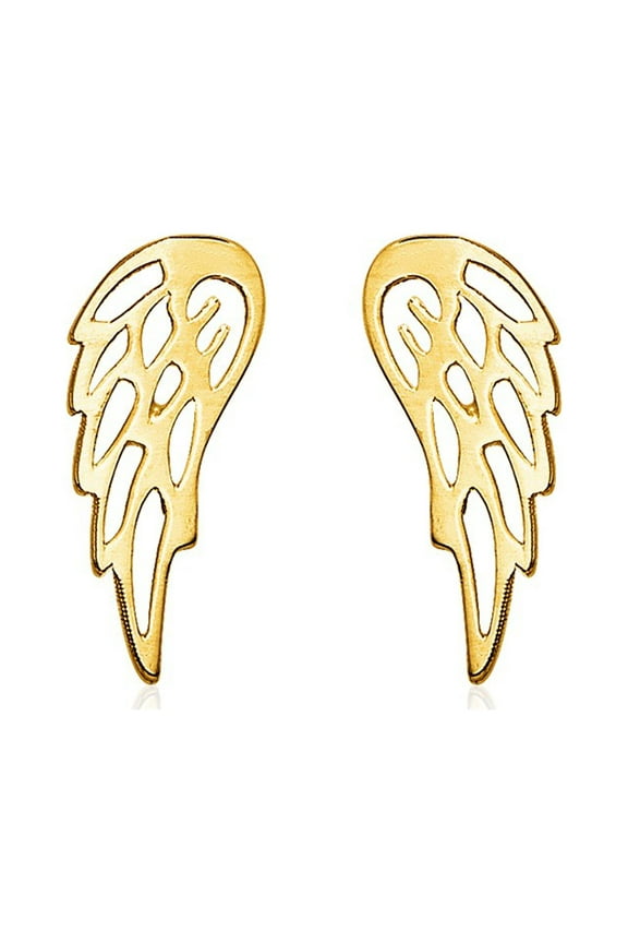 14k Yellow Gold Polished Wing Post Earrings