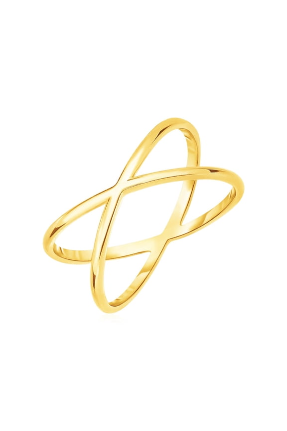 14k Yellow Gold Polished X Profile Ring Size 8