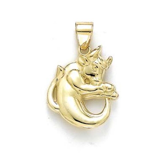 14k Yellow Gold Polished Zodiac-Taurus Pendant - 2.2 Grams