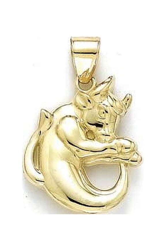14k Yellow Gold Polished Zodiac-Taurus Pendant - 2.2 Grams