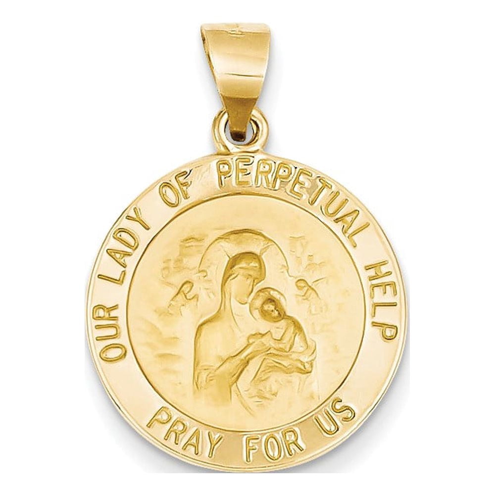 14k Yellow Gold Polished and Satin Our Lady of Perpetual Help Medal ...