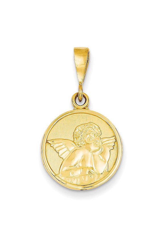 14k Yellow Gold Polished and Satin Raphael Angel Pendant Charm