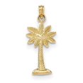 thumbnail image 1 of 14k Yellow Gold Polished and Textured 2-D Palmetto Palm Tree Pendant / Charm, 1 of 3