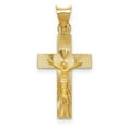 thumbnail image 1 of 14k Yellow Gold Polished and satin Polished Satin and Sparkle Cut Crucifix Pendant Necklace Measures 26.5x13mm Wide - Pe, 1 of 2